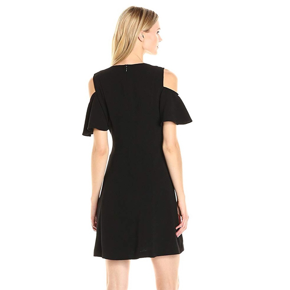 SHARAGANO Black Cold Shoulder Dress Size 8 - Picture 2 of 6
